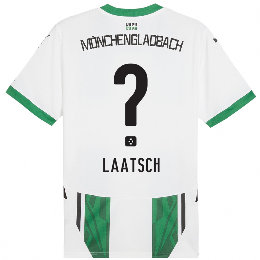 Kids Football Leonard Laatsch #0 White Green Home Jersey 2024/25 T-Shirt Nz