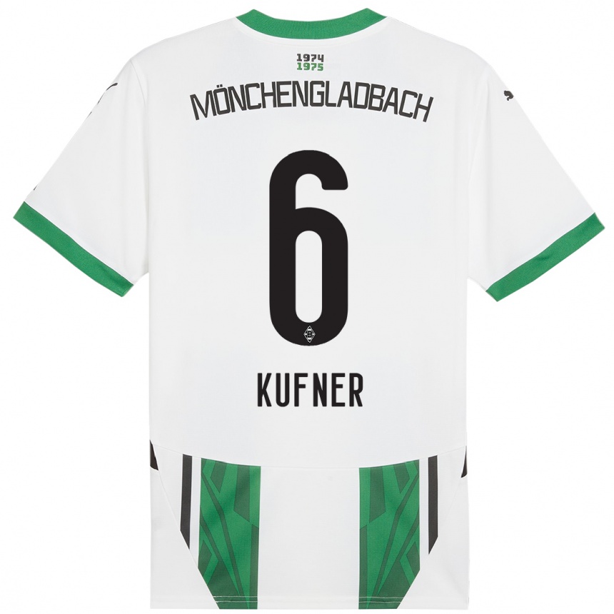 Kids Football Anne-Catherine Kufner #6 White Green Home Jersey 2024/25 T-Shirt Nz