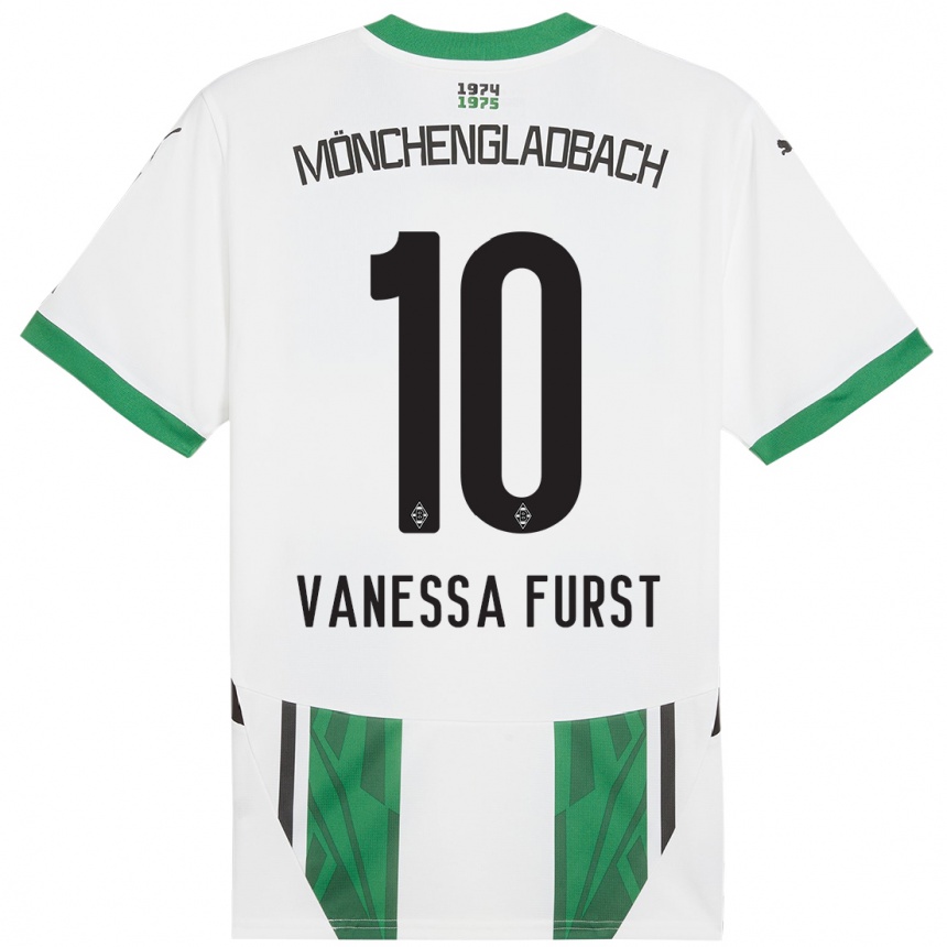 Kids Football Vanessa Fürst #10 White Green Home Jersey 2024/25 T-Shirt Nz