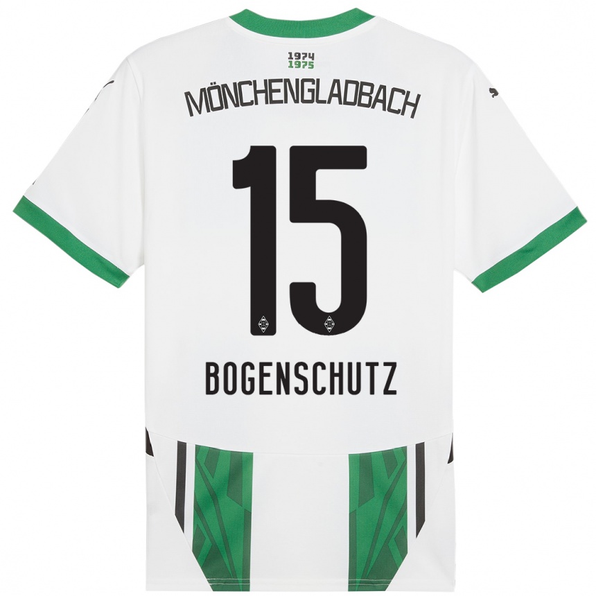 Kids Football Kerstin Bogenschutz #15 White Green Home Jersey 2024/25 T-Shirt Nz