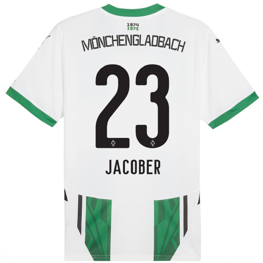 Kids Football Magdalena Jacober #23 White Green Home Jersey 2024/25 T-Shirt Nz