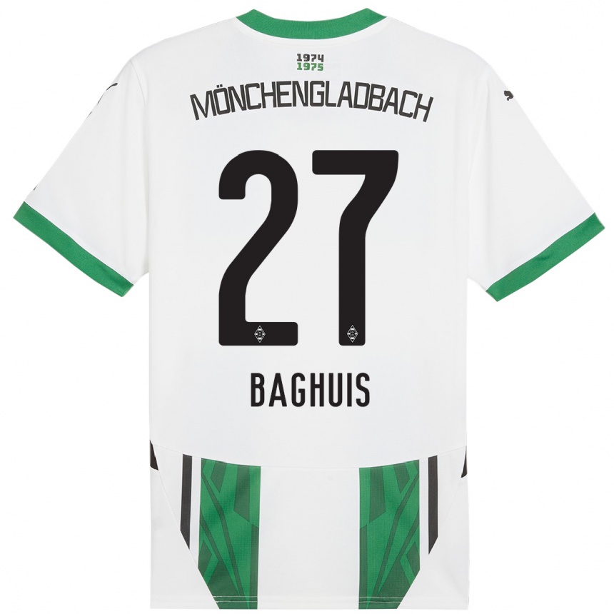 Kids Football Chantal Baghuis #27 White Green Home Jersey 2024/25 T-Shirt Nz