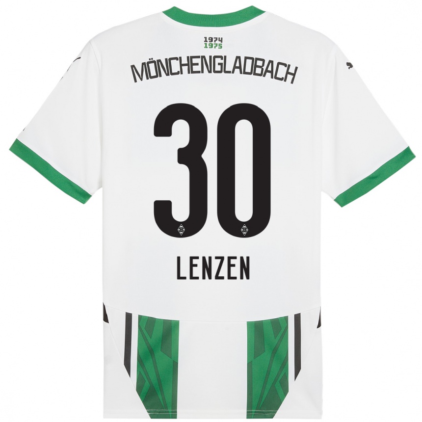 Kids Football Hannah Lenzen #30 White Green Home Jersey 2024/25 T-Shirt Nz