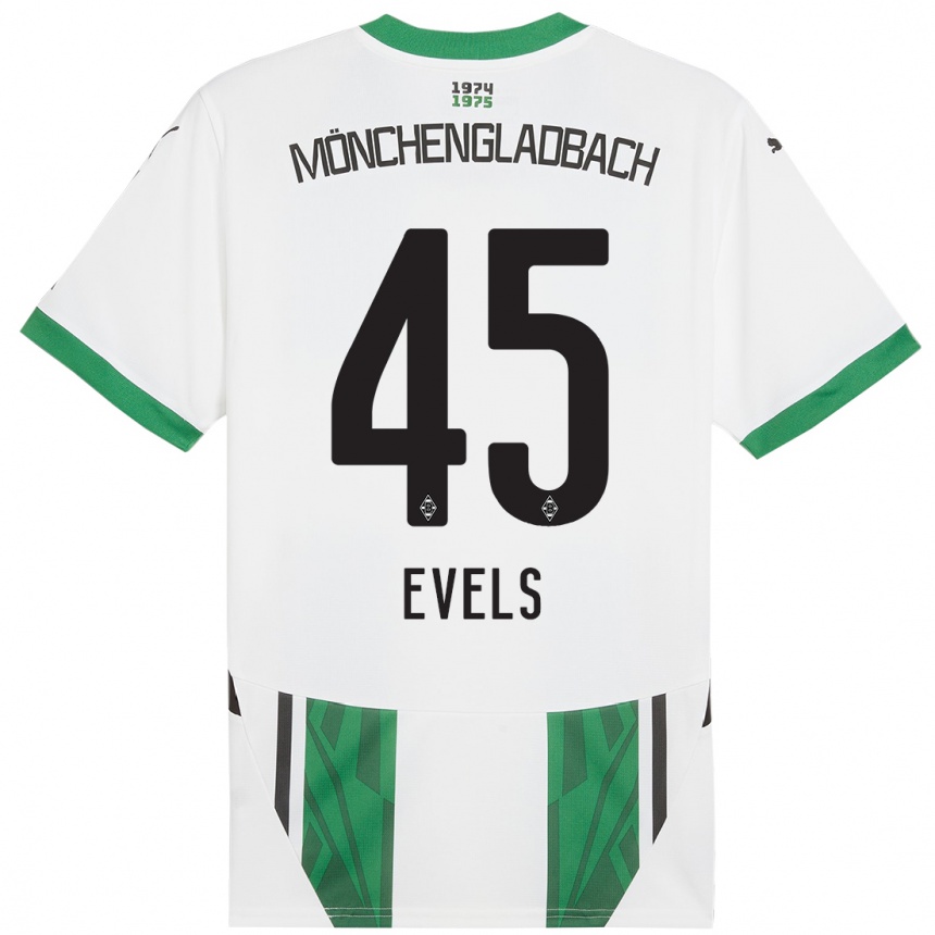 Kids Football Emily Evels #45 White Green Home Jersey 2024/25 T-Shirt Nz