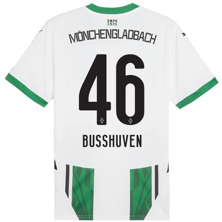 Kids Football Alina Busshuven #46 White Green Home Jersey 2024/25 T-Shirt Nz