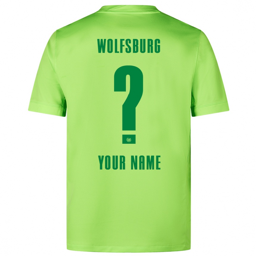 Kids Football Your Name #0 Fluorescent Green Home Jersey 2024/25 T-Shirt Nz