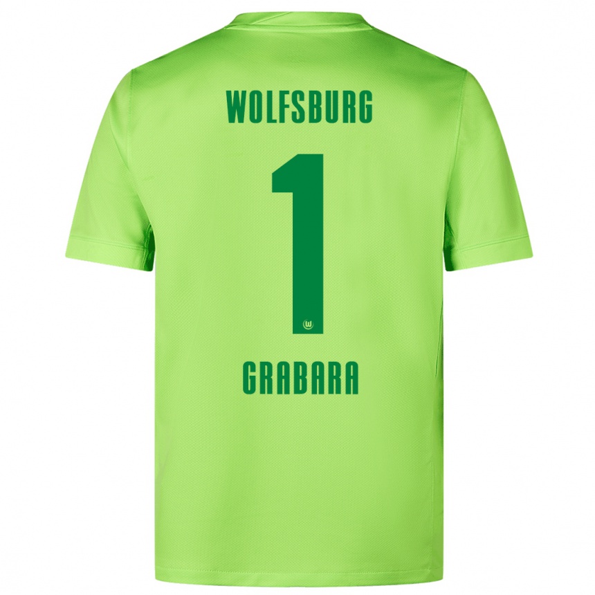 Kids Football Kamil Grabara #1 Fluorescent Green Home Jersey 2024/25 T-Shirt Nz