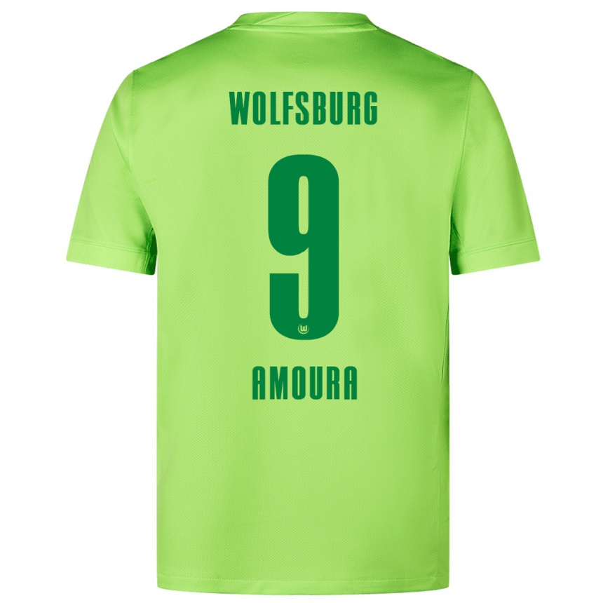 Kids Football Mohamed Amoura #9 Fluorescent Green Home Jersey 2024/25 T-Shirt Nz