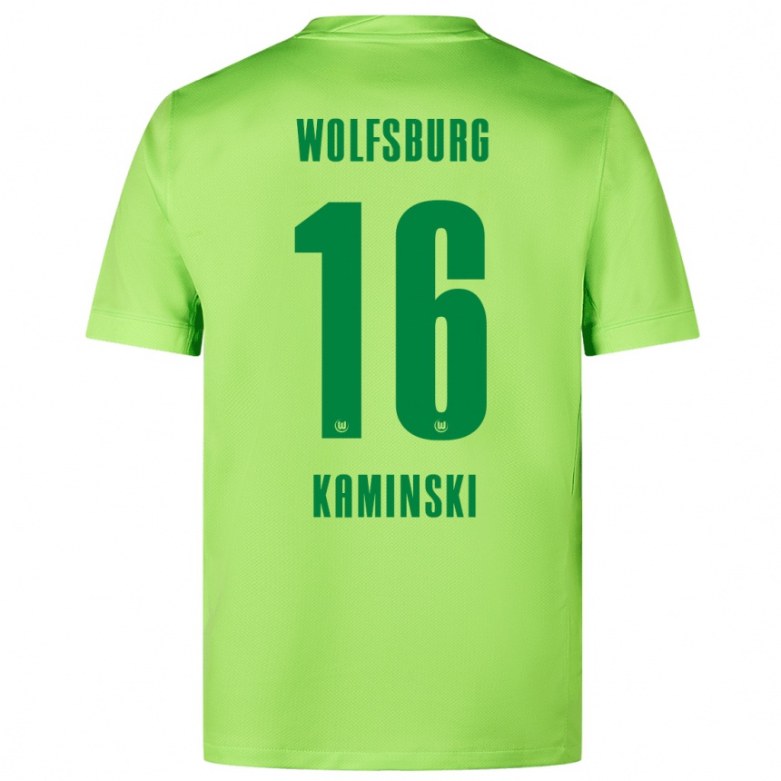 Kids Football Jakub Kaminski #16 Fluorescent Green Home Jersey 2024/25 T-Shirt Nz