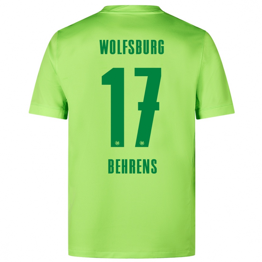 Kids Football Kevin Behrens #17 Fluorescent Green Home Jersey 2024/25 T-Shirt Nz