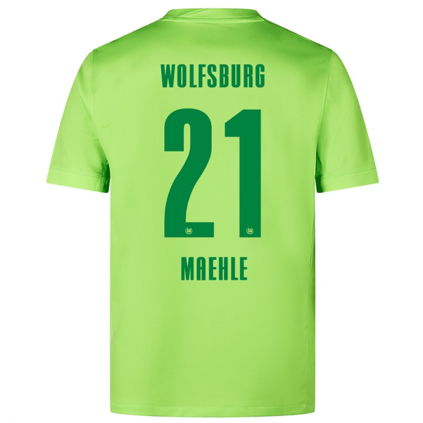 Kids Football Joakim Maehle #21 Fluorescent Green Home Jersey 2024/25 T-Shirt Nz