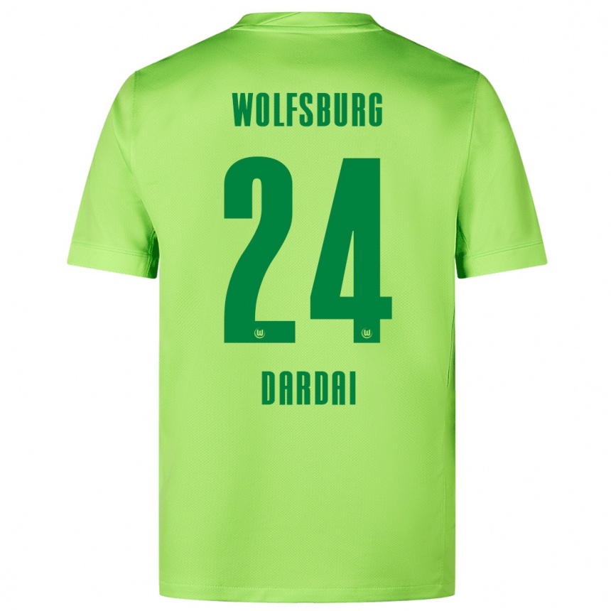 Kids Football Bence Dárdai #24 Fluorescent Green Home Jersey 2024/25 T-Shirt Nz