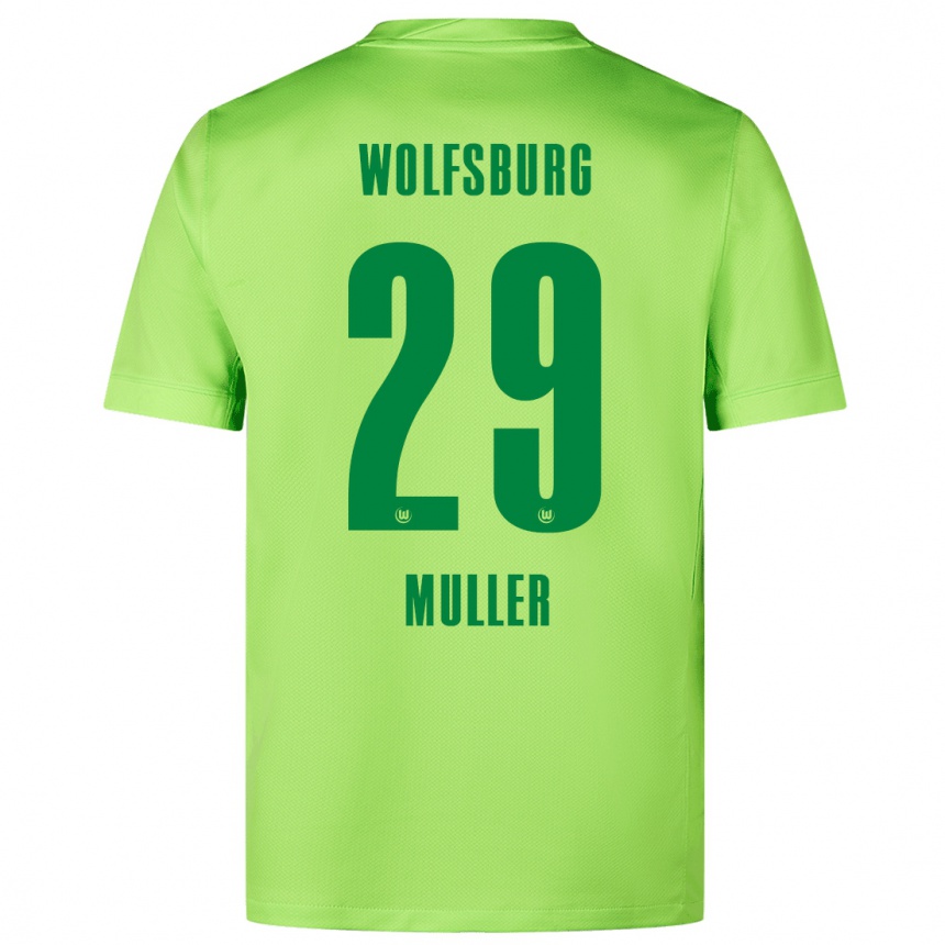 Kids Football Marius Müller #29 Fluorescent Green Home Jersey 2024/25 T-Shirt Nz