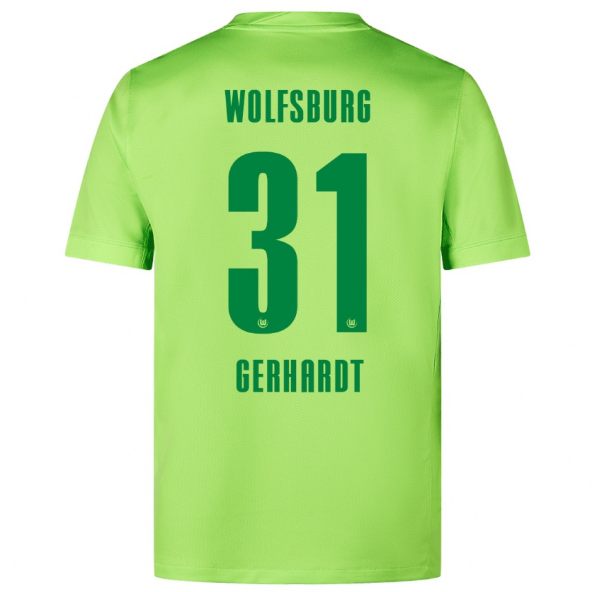 Kids Football Yannick Gerhardt #31 Fluorescent Green Home Jersey 2024/25 T-Shirt Nz