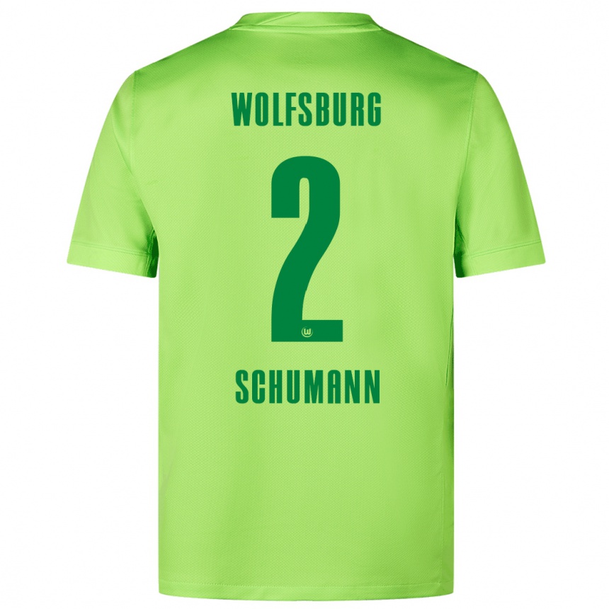 Kids Football Anton Schumann #2 Fluorescent Green Home Jersey 2024/25 T-Shirt Nz