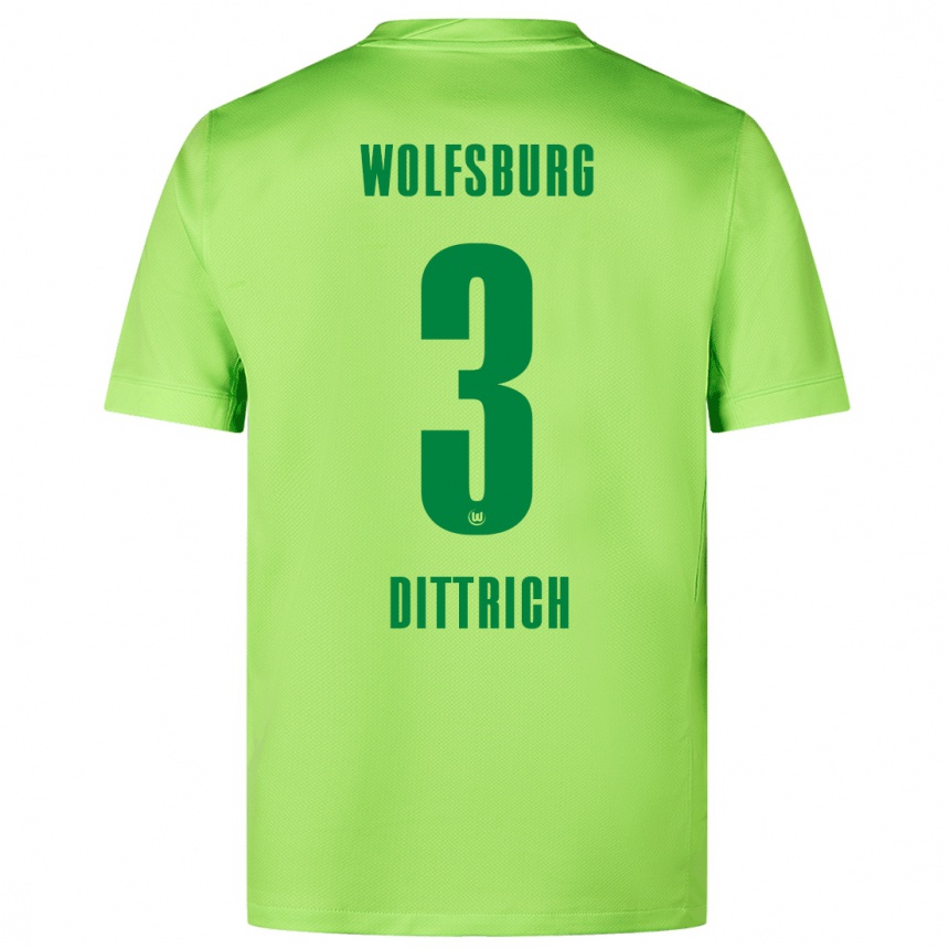 Kids Football Elia Dittrich #3 Fluorescent Green Home Jersey 2024/25 T-Shirt Nz