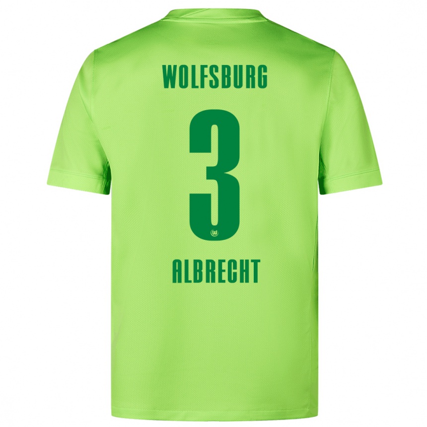 Kids Football Ben Albrecht #3 Fluorescent Green Home Jersey 2024/25 T-Shirt Nz