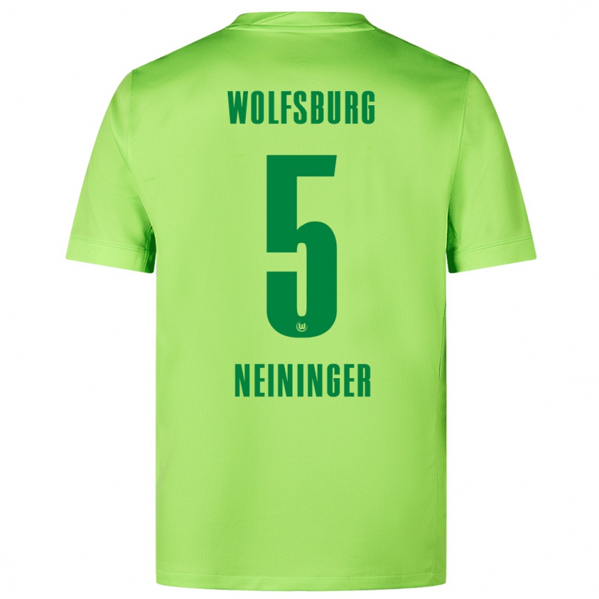 Kids Football Tim Neininger #5 Fluorescent Green Home Jersey 2024/25 T-Shirt Nz