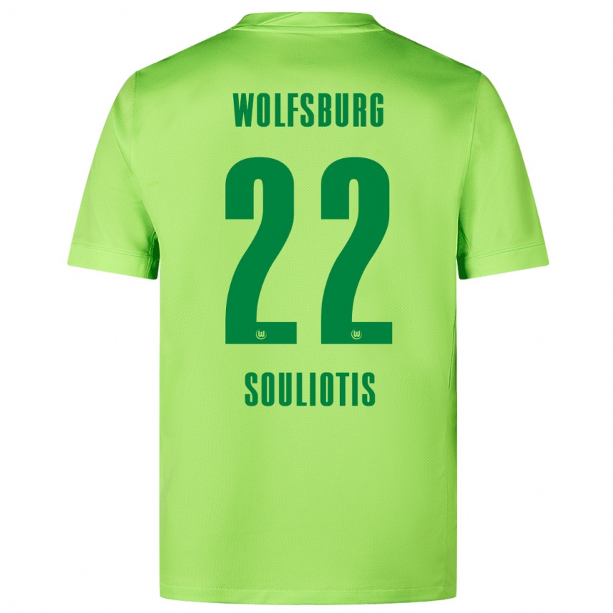 Kids Football Spyridon Souliotis #22 Fluorescent Green Home Jersey 2024/25 T-Shirt Nz