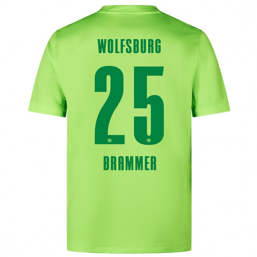 Kids Football Ole Brammer #25 Fluorescent Green Home Jersey 2024/25 T-Shirt Nz