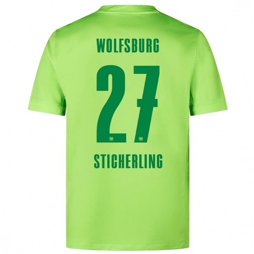 Kids Football Carl-Anton Sticherling #27 Fluorescent Green Home Jersey 2024/25 T-Shirt Nz