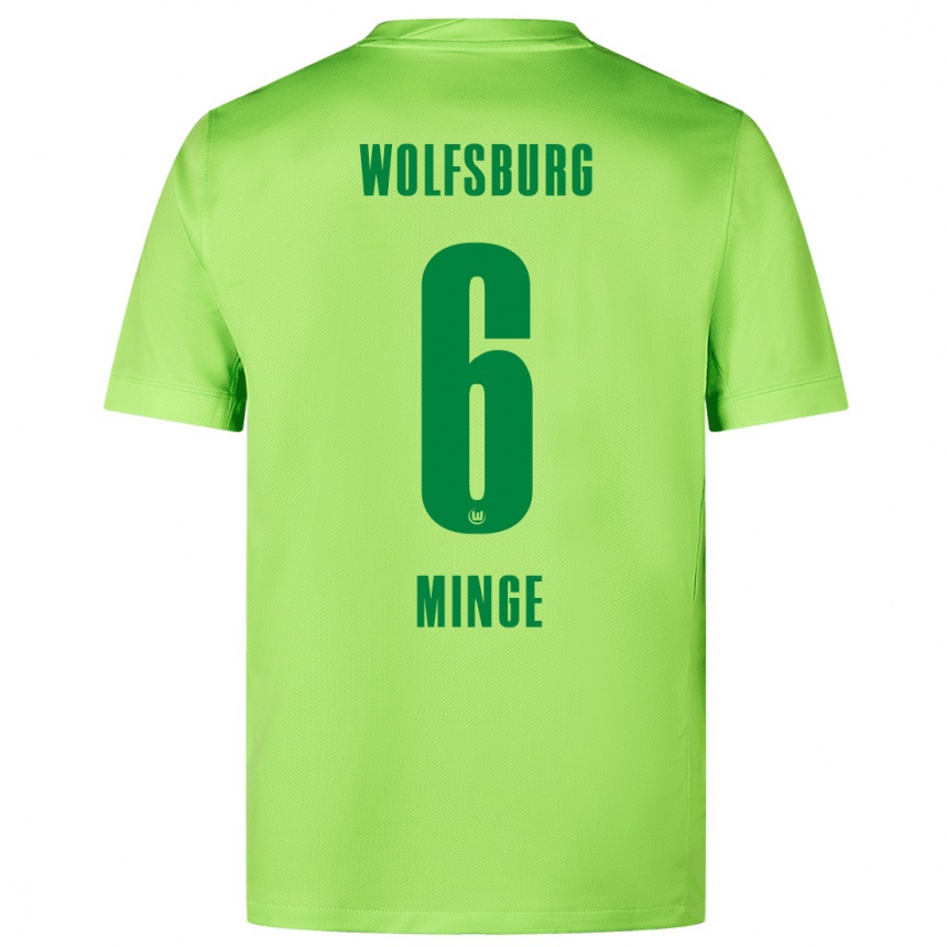 Kids Football Janina Minge #6 Fluorescent Green Home Jersey 2024/25 T-Shirt Nz