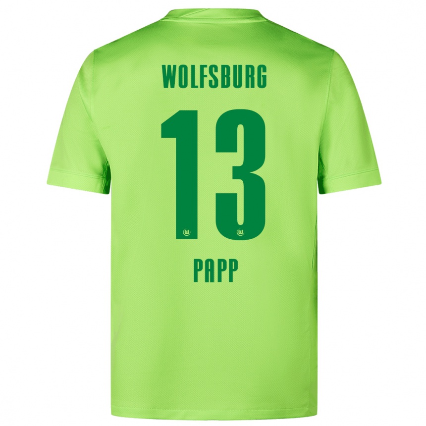 Kids Football Luca Papp #13 Fluorescent Green Home Jersey 2024/25 T-Shirt Nz