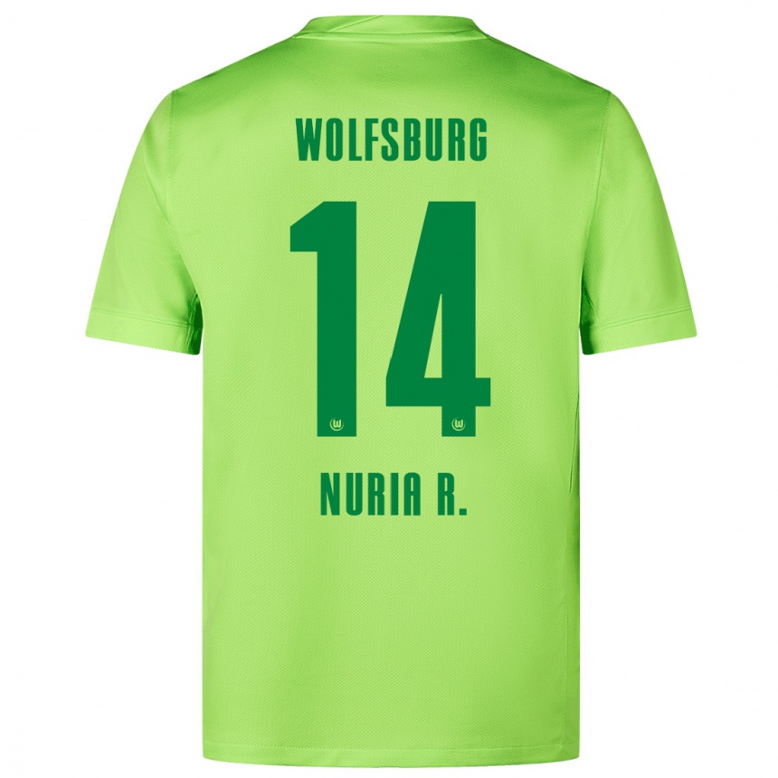 Kids Football Nuria Rabano #14 Fluorescent Green Home Jersey 2024/25 T-Shirt Nz