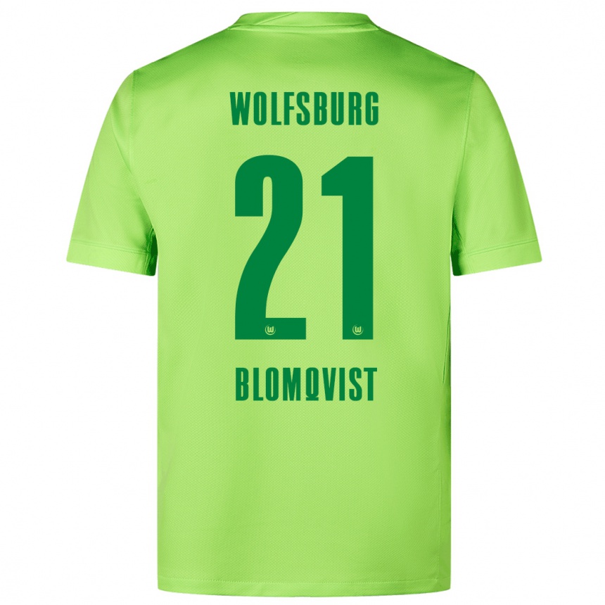 Kids Football Rebecka Blomqvist #21 Fluorescent Green Home Jersey 2024/25 T-Shirt Nz