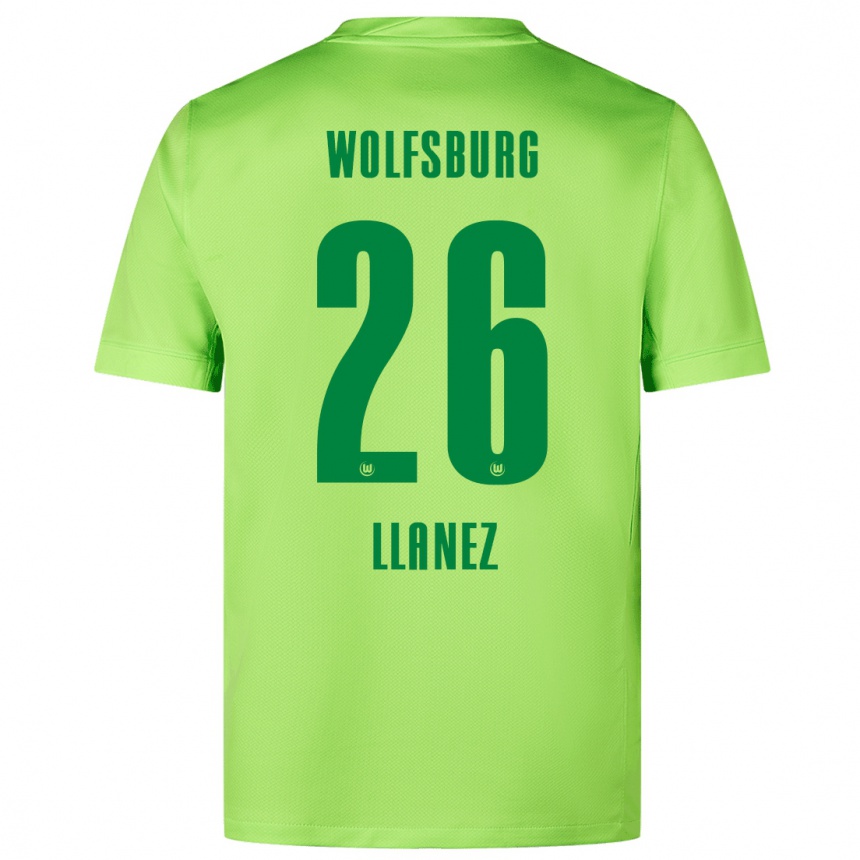 Kids Football Ulysses Llanez #26 Fluorescent Green Home Jersey 2024/25 T-Shirt Nz