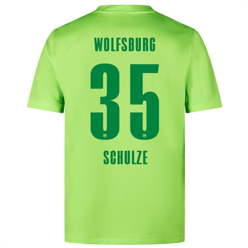 Kids Football Philipp Schulze #35 Fluorescent Green Home Jersey 2024/25 T-Shirt Nz