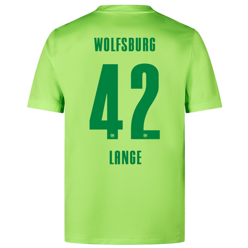 Kids Football Felix Lange #42 Fluorescent Green Home Jersey 2024/25 T-Shirt Nz