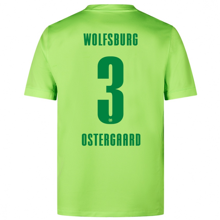 Kids Football Christian Östergaard #3 Fluorescent Green Home Jersey 2024/25 T-Shirt Nz