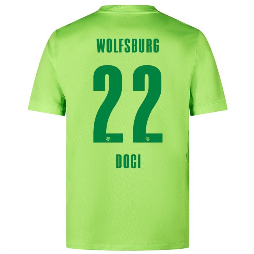 Kids Football Adrian Doci #22 Fluorescent Green Home Jersey 2024/25 T-Shirt Nz