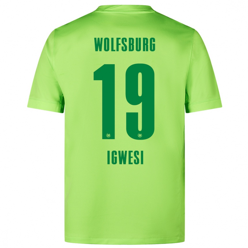 Kids Football Tyrese Igwesi #19 Fluorescent Green Home Jersey 2024/25 T-Shirt Nz