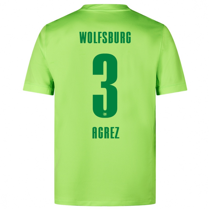 Kids Football Sara Agrež #3 Fluorescent Green Home Jersey 2024/25 T-Shirt Nz