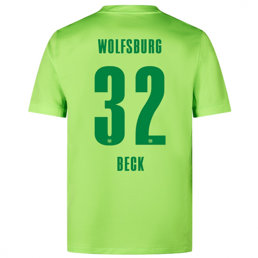 Kids Football Kiara Beck #32 Fluorescent Green Home Jersey 2024/25 T-Shirt Nz