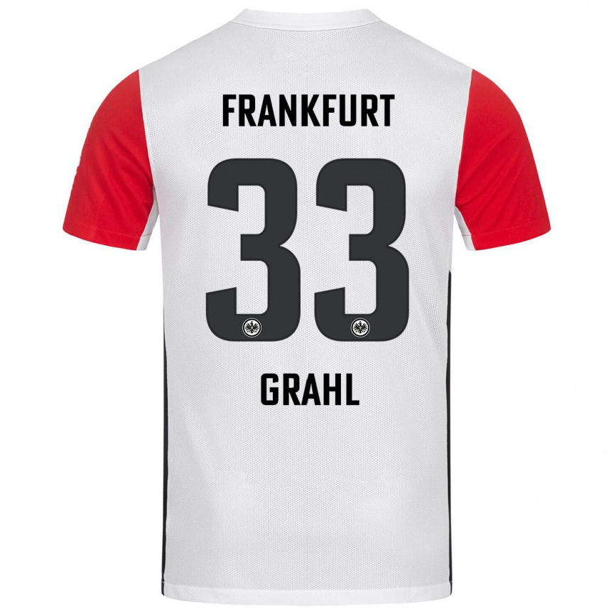 Kids Football Jens Grahl #33 White Red Home Jersey 2024/25 T-Shirt Nz