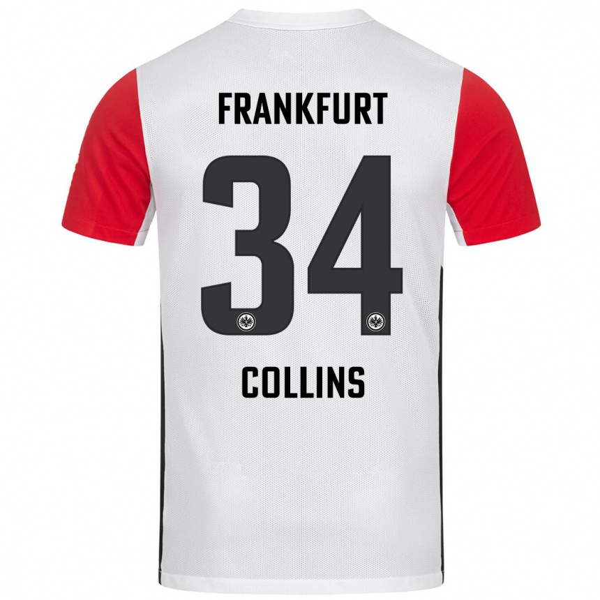 Kids Football Nnamdi Collins #34 White Red Home Jersey 2024/25 T-Shirt Nz