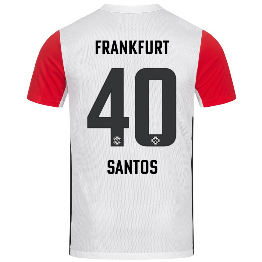 Kids Football Kauã Santos #40 White Red Home Jersey 2024/25 T-Shirt Nz