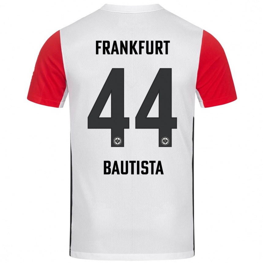 Kids Football Davis Bautista #44 White Red Home Jersey 2024/25 T-Shirt Nz