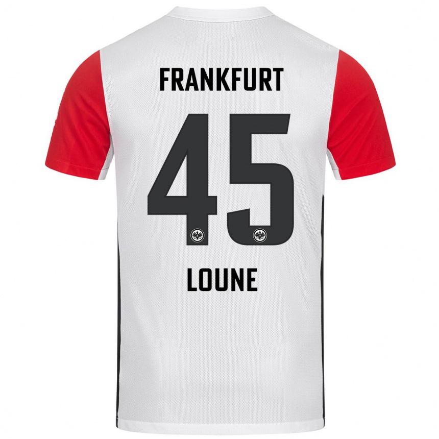 Kids Football Mehdi Loune #45 White Red Home Jersey 2024/25 T-Shirt Nz