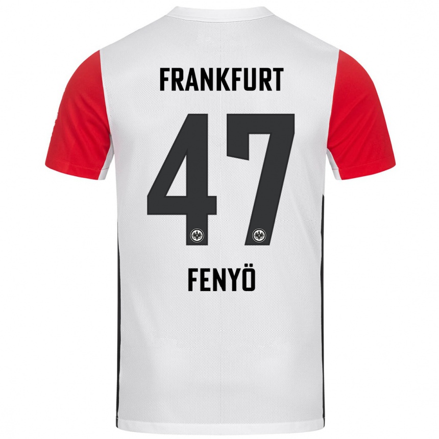 Kids Football Noah Fenyö #47 White Red Home Jersey 2024/25 T-Shirt Nz