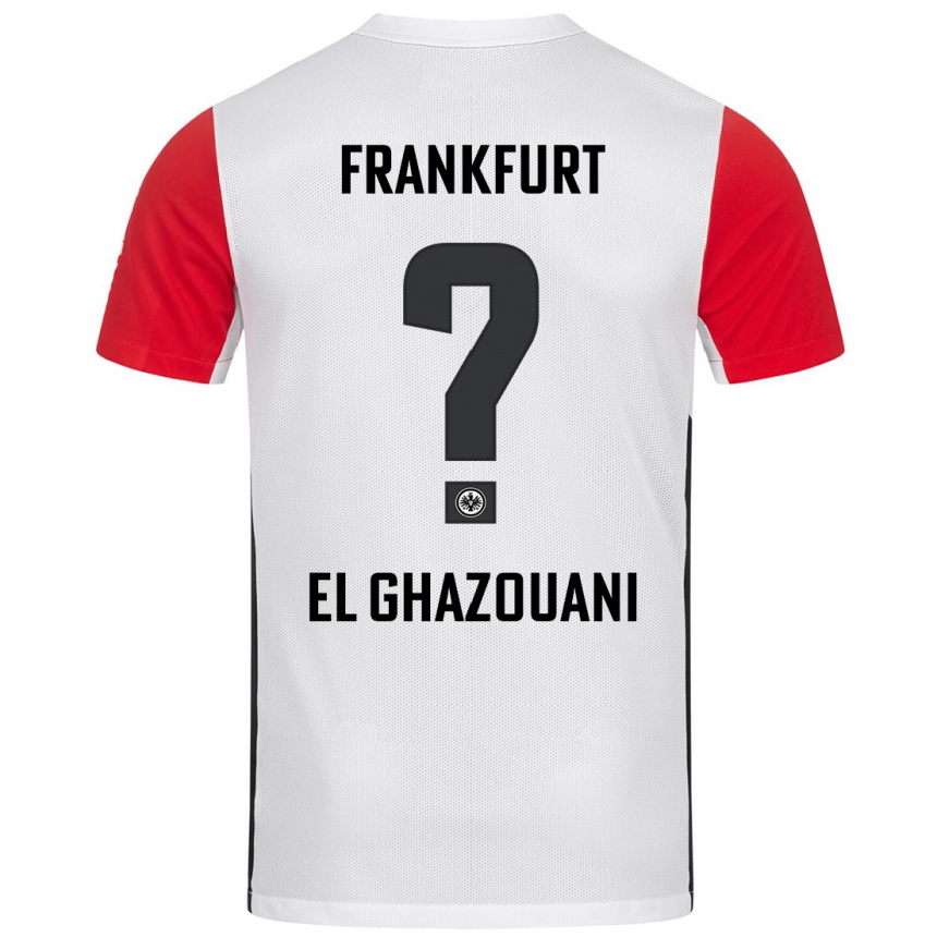 Kids Football Mohamed El Ghazouani #0 White Red Home Jersey 2024/25 T-Shirt Nz