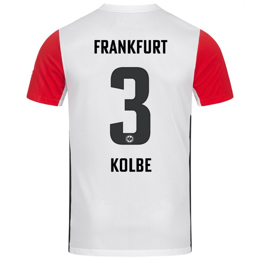 Kids Football Louis Kolbe #3 White Red Home Jersey 2024/25 T-Shirt Nz