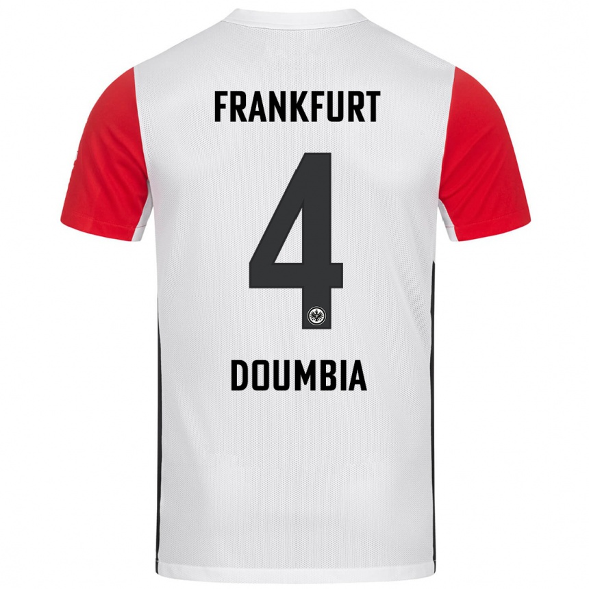 Kids Football Fousseny Doumbia #4 White Red Home Jersey 2024/25 T-Shirt Nz