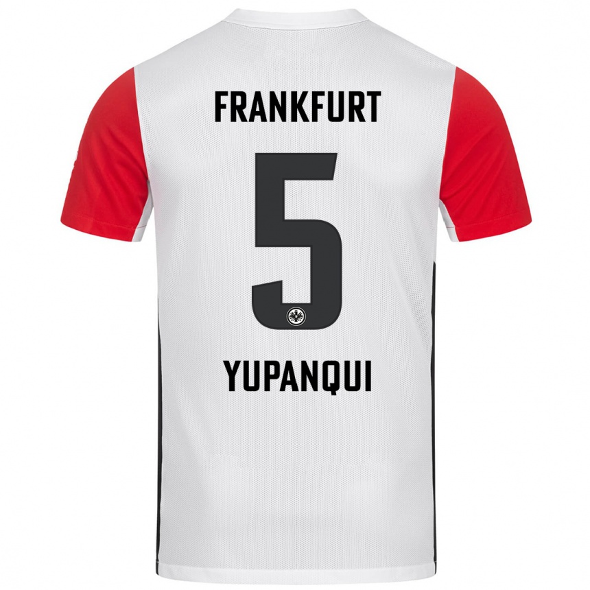 Kids Football Philipp Eisele Yupanqui #5 White Red Home Jersey 2024/25 T-Shirt Nz