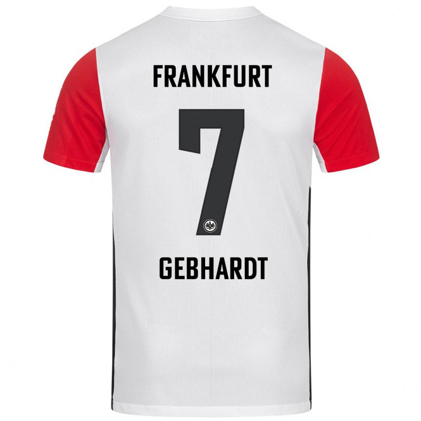 Kids Football Luca Gebhardt #7 White Red Home Jersey 2024/25 T-Shirt Nz