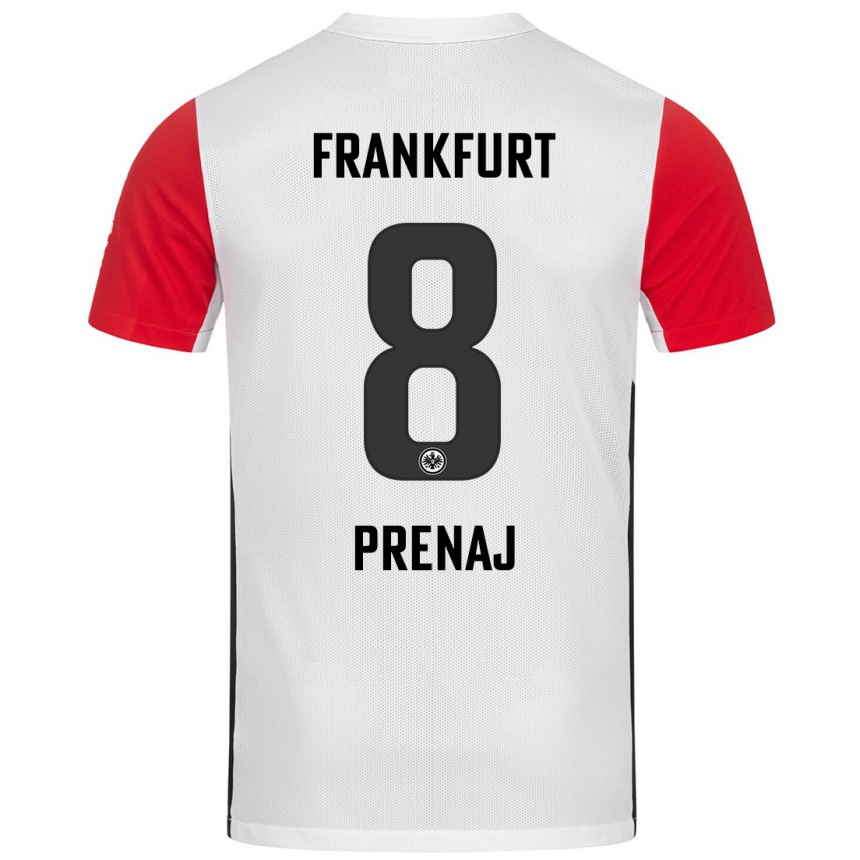 Kids Football Christian Prenaj #8 White Red Home Jersey 2024/25 T-Shirt Nz