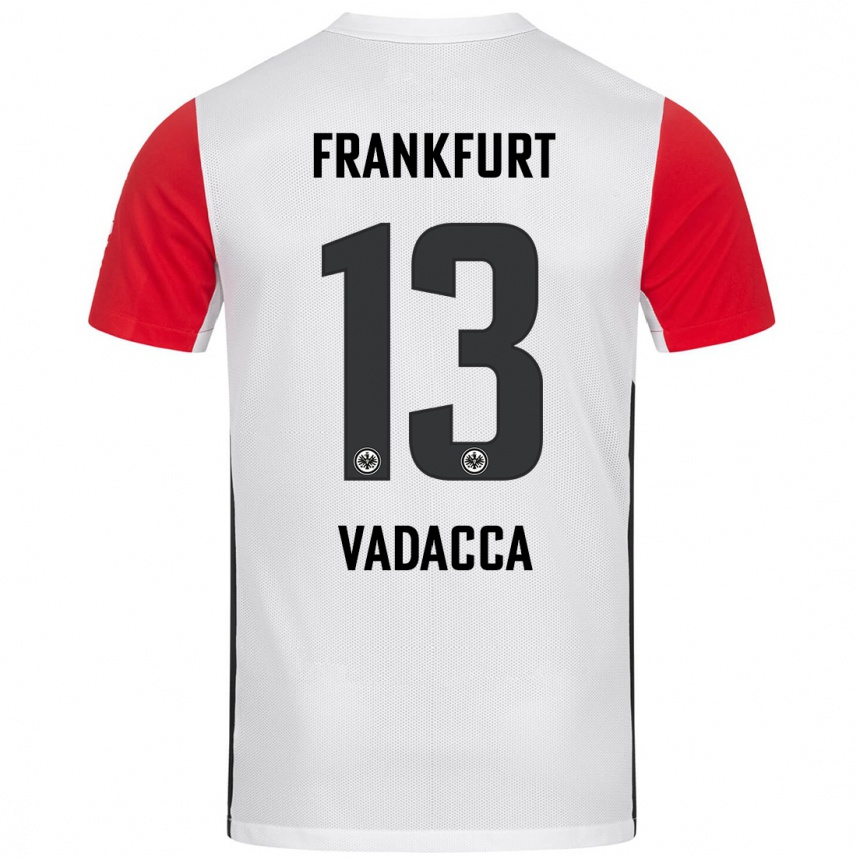 Kids Football Gianni Vadacca #13 White Red Home Jersey 2024/25 T-Shirt Nz